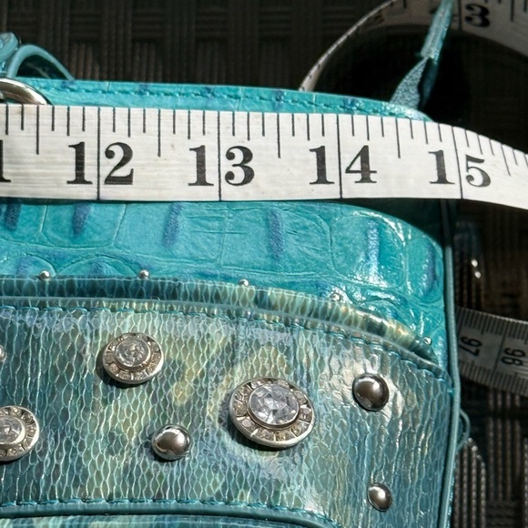 M.C. Turquoise Leather Crocodile Bag - Picture 5 of 9